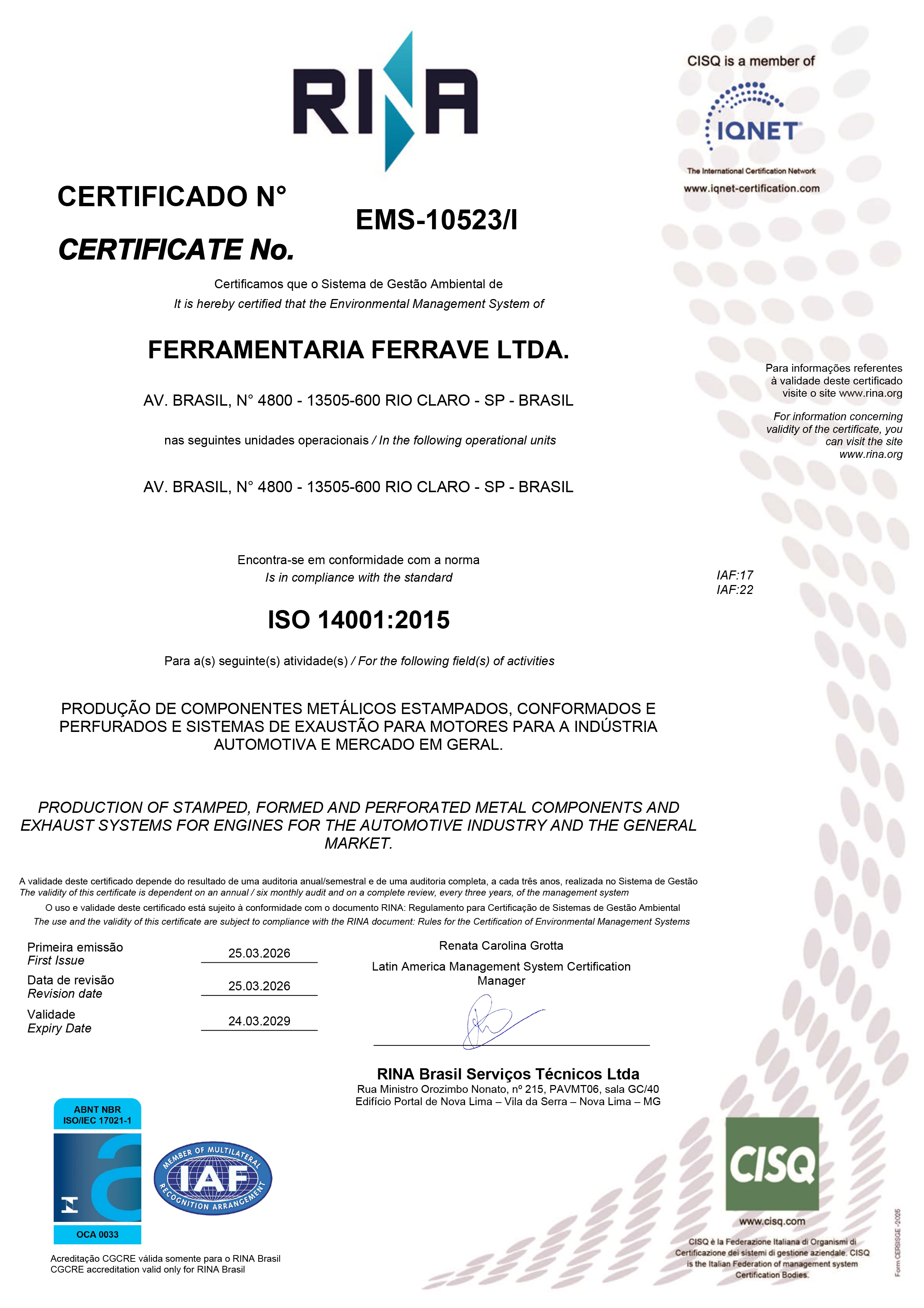 Certificado 14001 2026